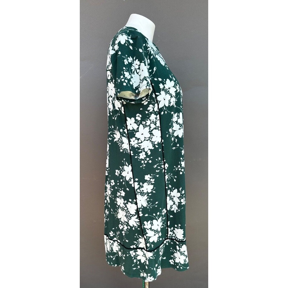 J Jill Wearever Dress MP Green Floral T-Shirt Knee Length Stretch Cottagecore - Picture 4 of 13